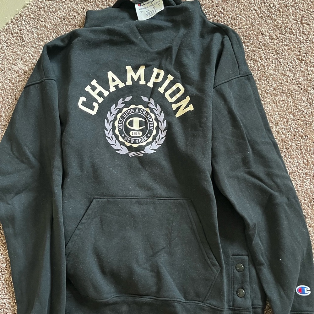 Champion Black Pullover with Logo